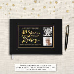 80th Birthday YEARS IN THE MAKING 2 Photos Guest Book<br><div class="desc">Personalised, custom colour 80th birthday guestbook or memory book featuring a retro calligraphy script typography design stating 80 YEARS IN THE MAKING which incorporates his or her birth year within the design and your custom text in gold and 2 photos in your choice of background colour (shown in black). ASSISTANCE:...</div>
