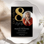 80th Black Gold Birthday Invitation with Photo<br><div class="desc">Designed for our Birthday Invitations with Photo collection,  this customisable Invitation Card features an editable photo section,  gold numbers & handwriting decorative fonts. Matching items available.</div>