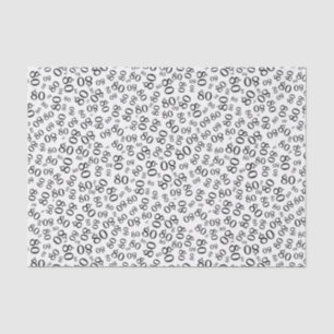 80th Black/White Party Random Number Pattern Tissue Paper