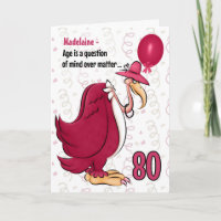 80th Funny Birthday Pink Buzzard with Name