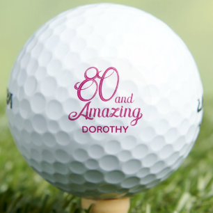 80th Gift for Grandma Pink Script Chic Golf Balls