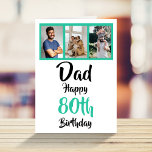 80th happy birthday Dad photo collage Card<br><div class="desc">Put a smile on a face with this awesome 80th birthday Dad photo collage card. Simply click ‘personalise’ to change the photos to your own.</div>