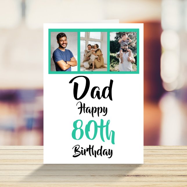 80th happy birthday Dad photo collage Card (Creator Uploaded)
