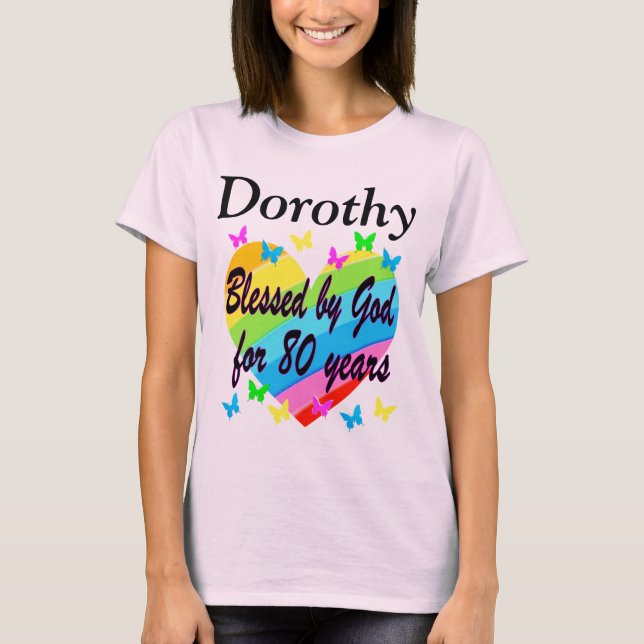 80TH LOVE FILLED PERSONALIZED BIRTHDAY T SHIRT (Front)