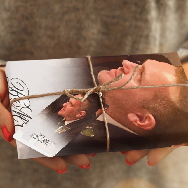 80th Male Birthday Monogram Simple Photo  Tissue Paper (Creator Uploaded)