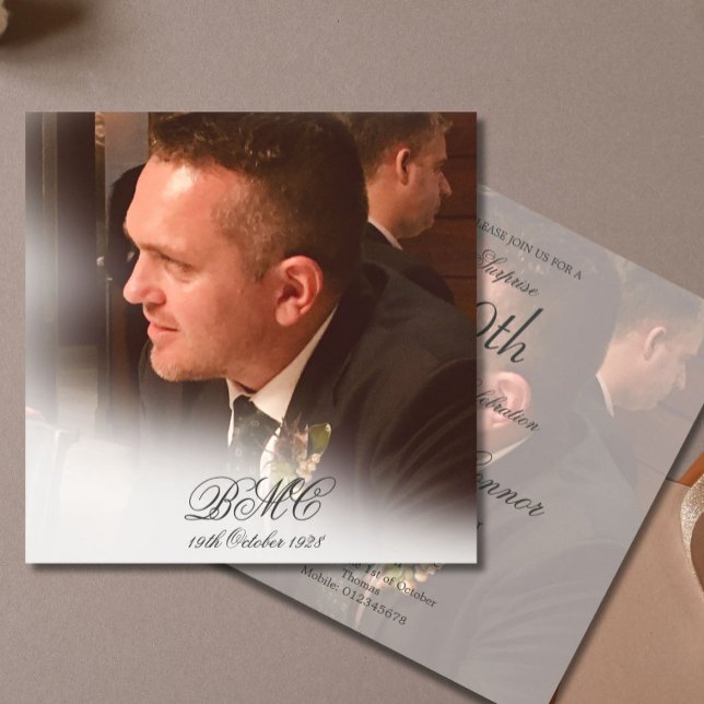 80th Male Birthday Simple Elegant Photo Invitation (Creator Uploaded)