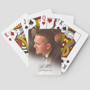 80th Male Birthday Simple Elegant Photo Playing Cards