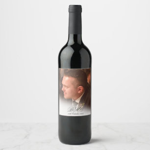 80th Male Birthday Simple Elegant Photo Wine Label