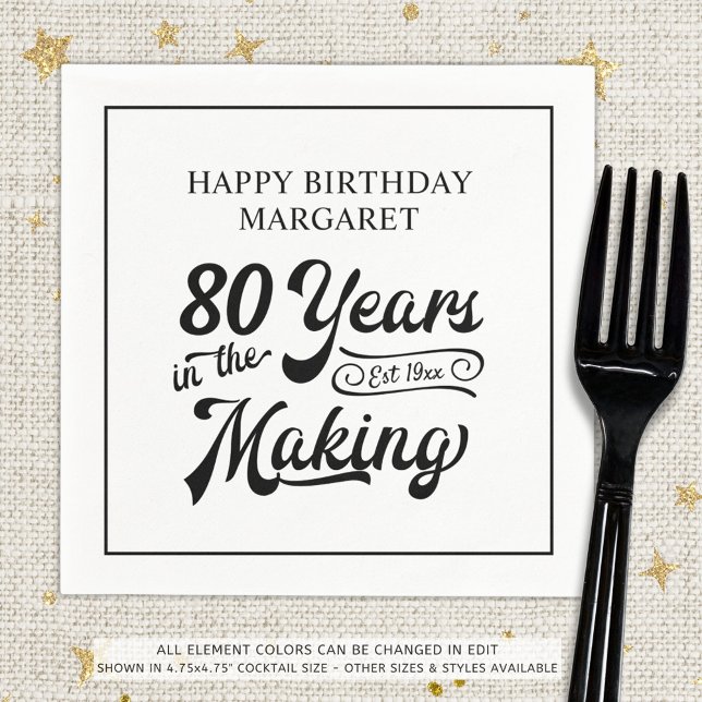80th or Any Birthday Retro 80 Years in the Making Napkin (Creator Uploaded)