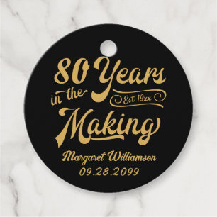 80th or Any Birthday Retro Years in the Making Favour Tags