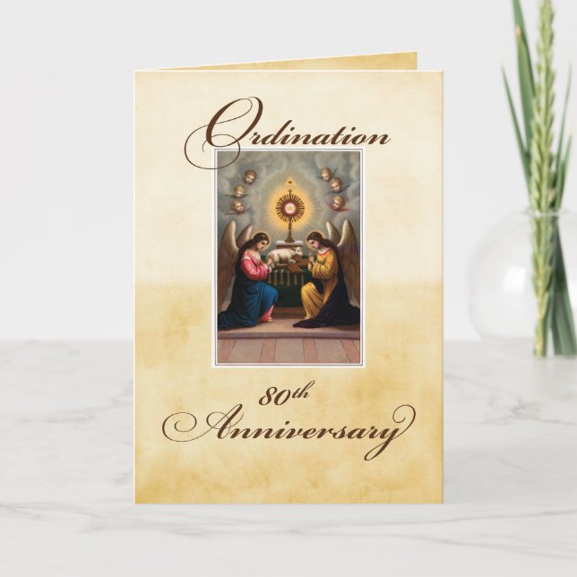 80th Ordination Anniversary Angels at Altar Card (Front)