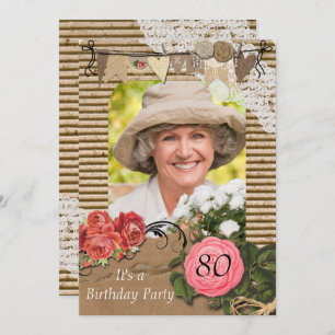 80th Photo Birthday Party Invitation
