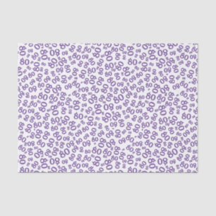 80th Purple/White Party Random Number Pattern Tissue Paper