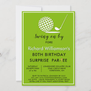 80th Surprise Birthday Party Men's Golf Theme Invitation