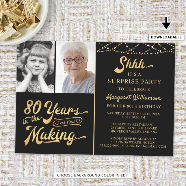 80th Surprise Birthday YEARS IN THE MAKING 2 Photo Invitation (Creator Uploaded)