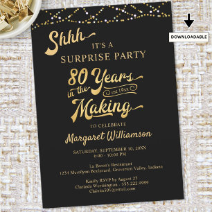 80th Surprise Birthday YEARS IN THE MAKING Lights Invitation