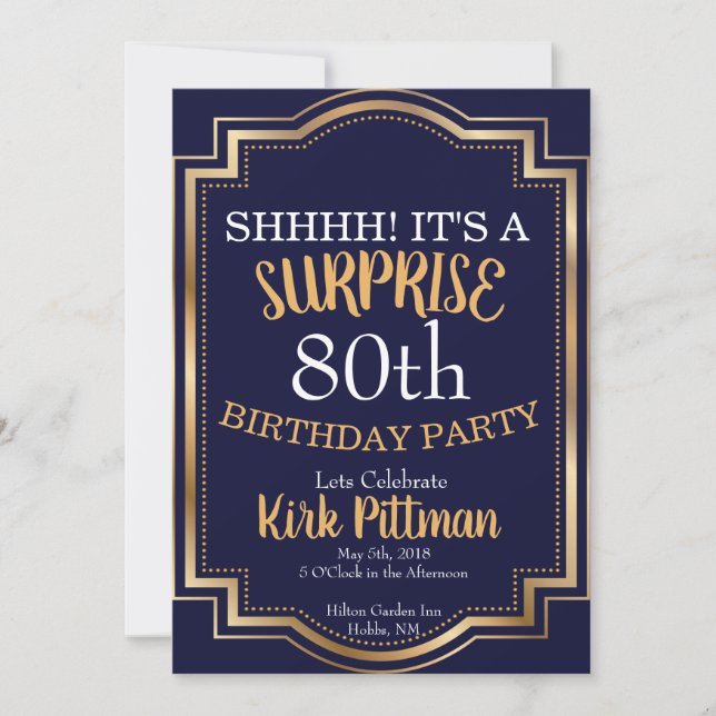 80th Surprise Party Invitation (Front)