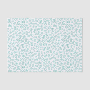 80th Teal/White  Party Random Number Pattern Tissue Paper