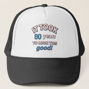 80th year birthday designs trucker hat