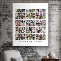 81 Square Photo Collage Grid - Custom Text - White
