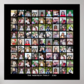 81 Square Photo Collage Grid with Text - black Poster (Front)