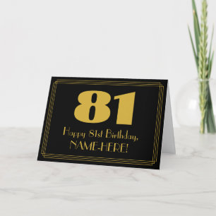 81st Birthday: Art Deco Inspired Look "81" & Name Card
