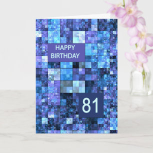 81st Birthday, Blue Squares, Card