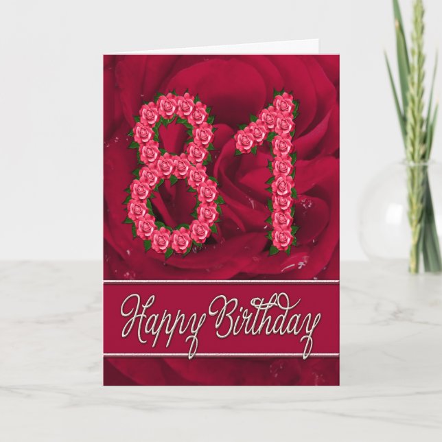 81st birthday card with roses and leaves (Front)