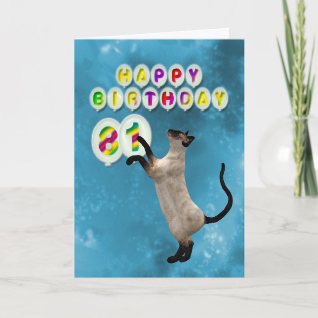 81st Birthday card with siamese cats (Front)