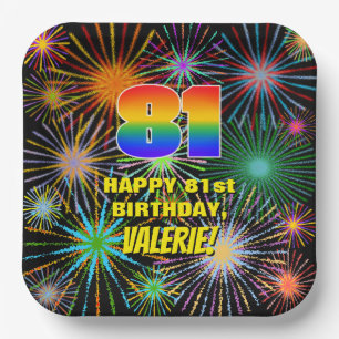 81st Birthday: Colourful, Fun Celebratory Firework Paper Plate
