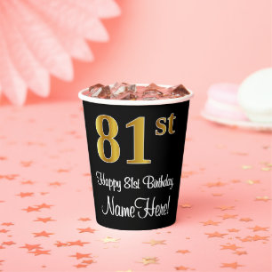 81st Birthday - Elegant Luxurious Faux Gold Look # Paper Cups