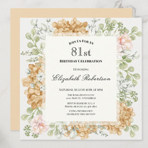 81st Birthday Invitation in Elegant Autumn Colours