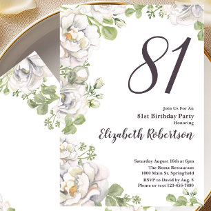 81st Birthday Invitation Sage Green Floral Peonies