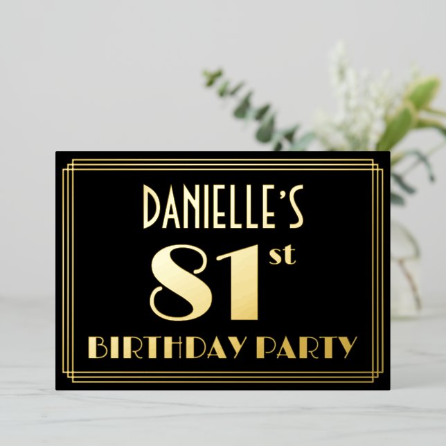 81st Birthday Party: Art Deco Look “81”, w/ Name (Standing Front)