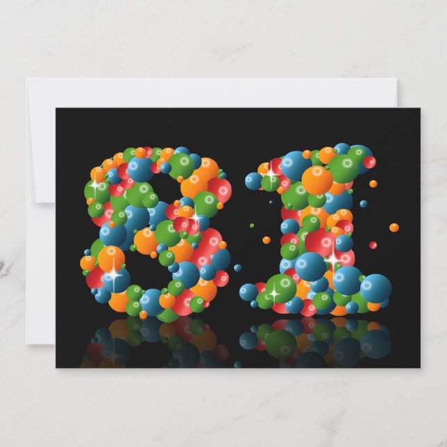 81st Birthday party, with bubbles and balls Invitation (Front)