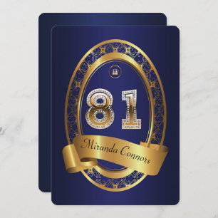 81st,birthday party woman man,elegant colour invitation