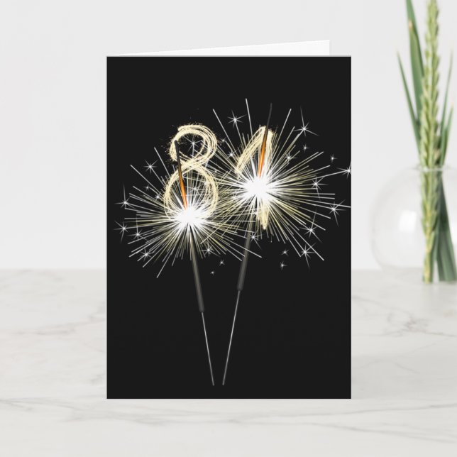 81st Birthday Sparklers on Black Card (Front)