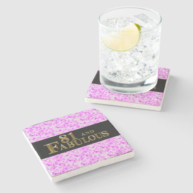 81st Birthday  Stone Coaster (Side)