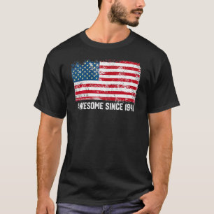 81st Birthday Vintage Usa Flag Awesome Since 1941 T-Shirt