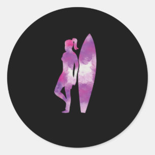 82.Surfing Surfer Girl Surfer Surfboard Surfer Gir Classic Round Sticker