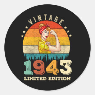 82 Year Old Bday 1943 Vintage 82nd Birthday Women Classic Round Sticker