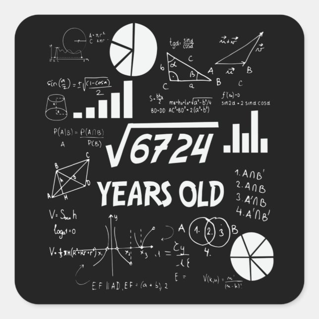 82 Year Old Bday Math Teacher 82nd Birthday Gift Square Sticker (Front)