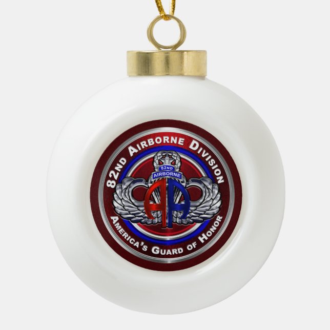 82nd Airborne Division   Ceramic Ball Christmas Ornament (Front)