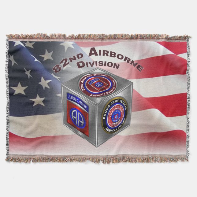 82nd Airborne Division Custom Cube Design Throw Blanket (Front)
