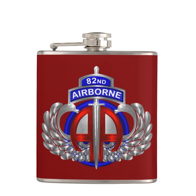 82nd Airborne Division Dagger Div Colours Hip Flask (Front)
