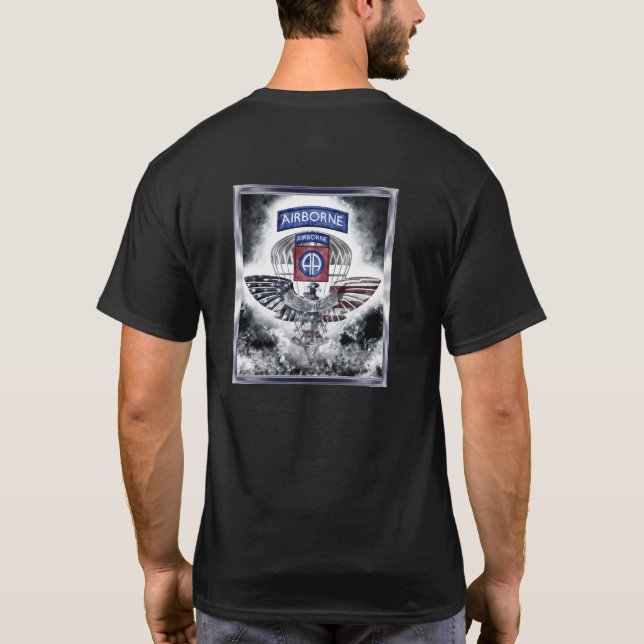 82nd Airborne Division Explosive Framed Design  T-Shirt (Back)