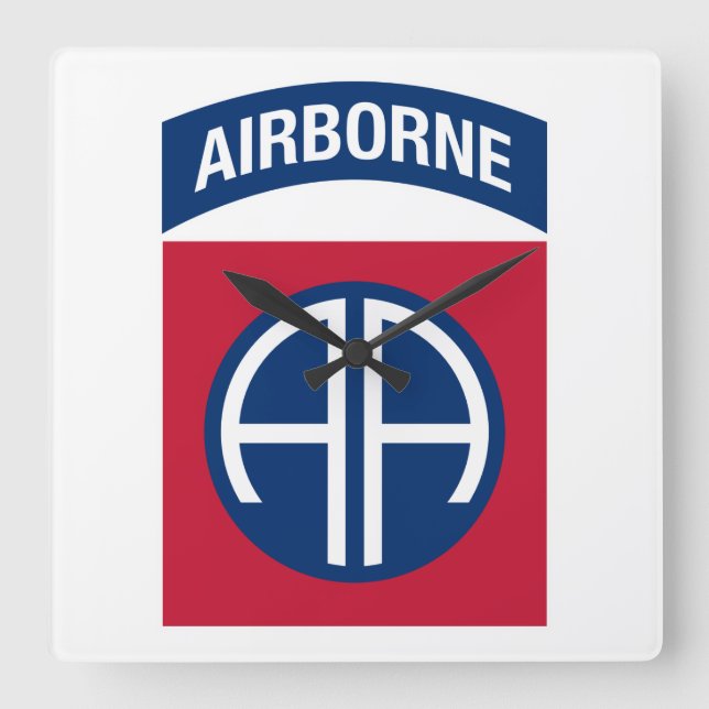 82nd Airborne Division Insignia Military Veteran Square Wall Clock (Front)