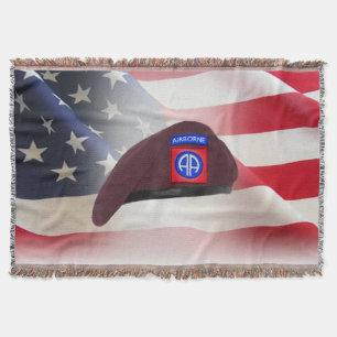 82nd Airborne Division Paratrooper Beret Throw Blanket