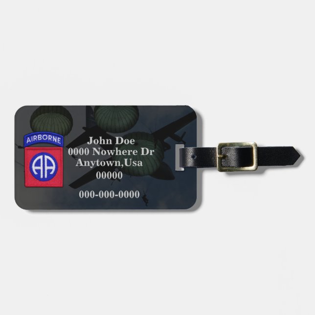 82nd airborne division patch luggage tag (Front Horizontal)