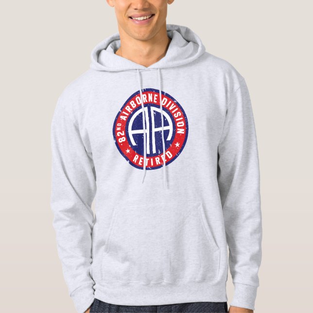 82nd Airborne Division "Retired" Distressed Hoodie (Front)